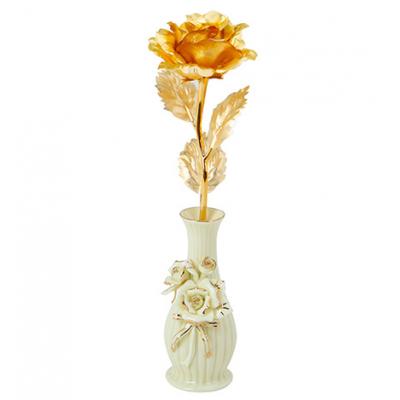 999纯金箔玫瑰+陶瓷花瓶----千足金箔玫瑰 最佳送女友送爱人礼物 结婚纪念礼物